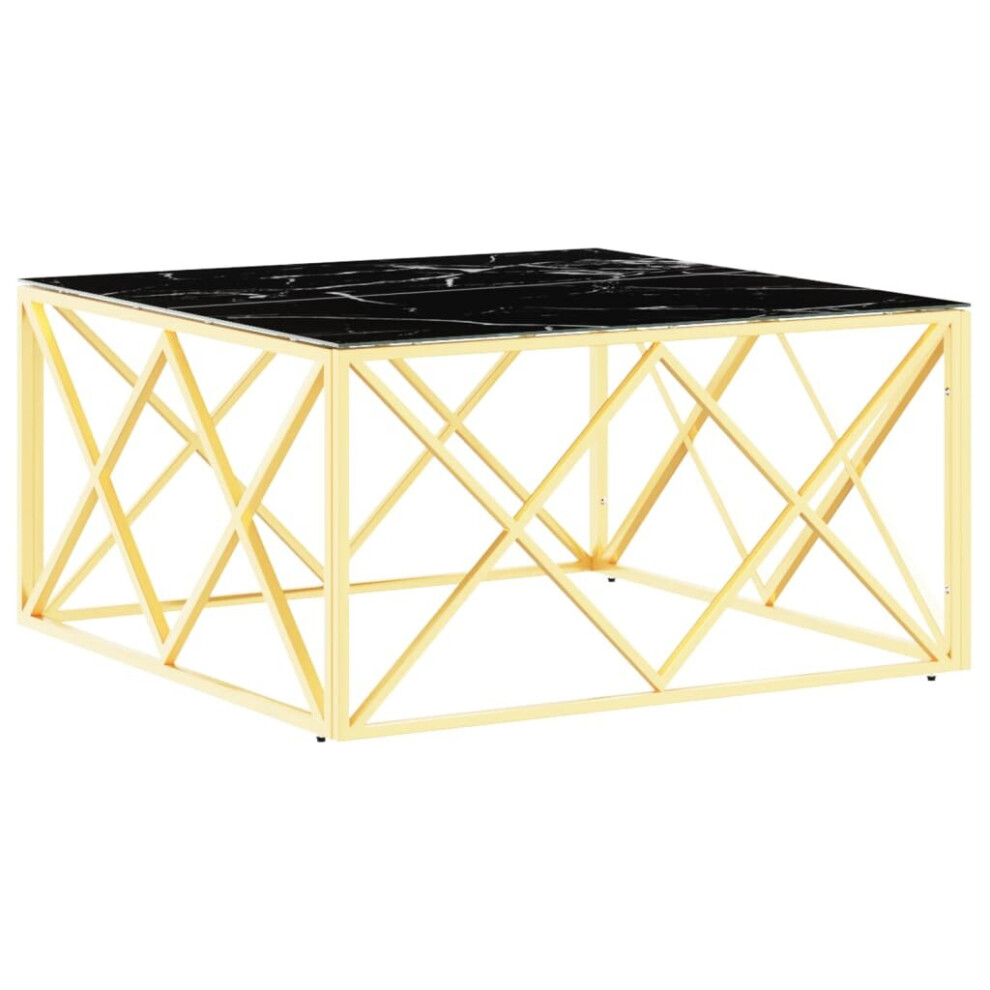 vidaXL Coffee Table Side Table Centre Table Gold Stainless Steel and Glass