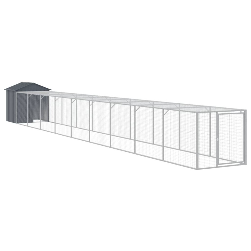 Vidaxl (Anthracite, 117 X 1017 X 123 Cm) Chicken Cage With Run Farm Chicken Run Coop Hen House Galvanised Steel