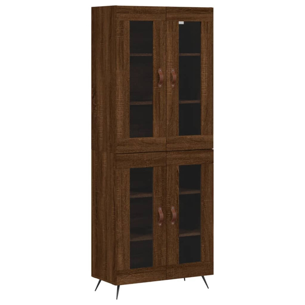 (brown oak, 2 glass doors) vidaXL Highboard Sideboard Tall Storage Cabinet Side Cabinet Engineered Wood