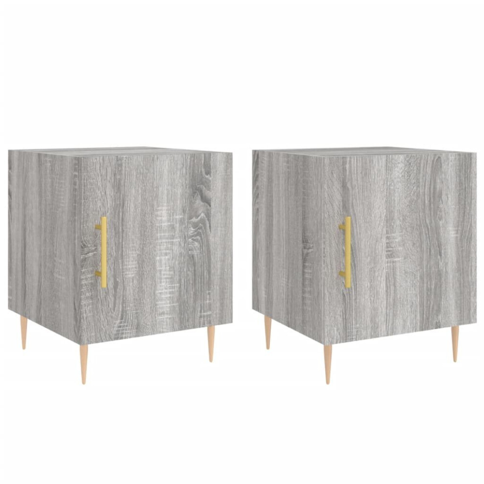 Vidaxl Bedside Cabinets Side Table Bedstand 2 Pcs Grey Sonoma Engineered Wood