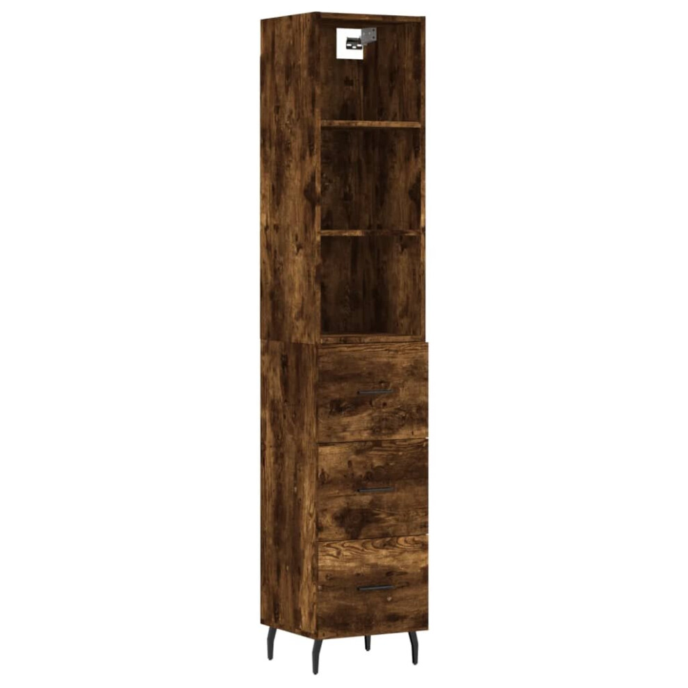 (smoked oak, 3 drawers) vidaXL Highboard Sideboard Cupboard Side Cabinet Brown Oak Engineered Wood