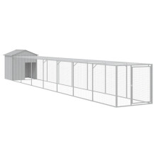 (light grey, 117 x 813 x 123 cm) vidaXL Chicken Cage with Run Farm Chicken Run Coop Hen House Galvanised Steel