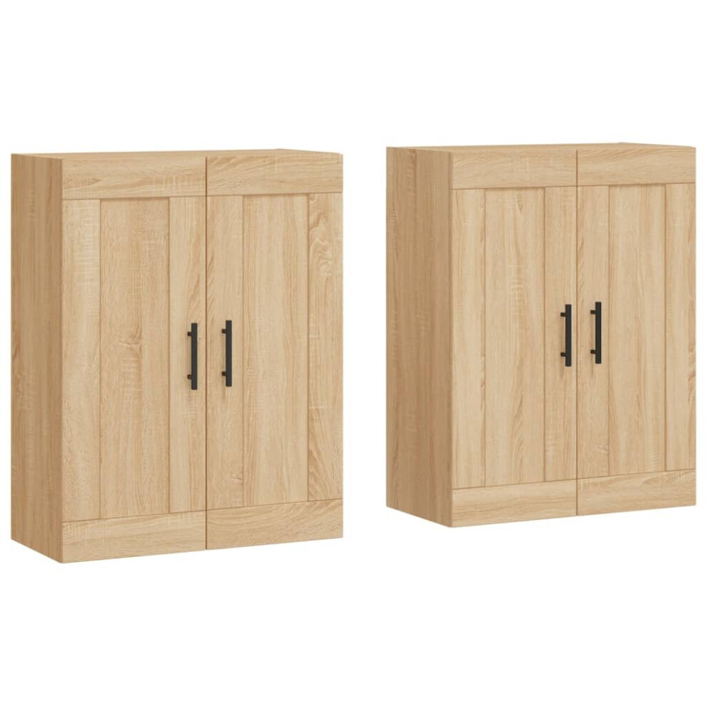 vidaXL Wall Mounted Cabinets Storage Cabinet 2 pcs Sonoma Oak Engineered Wood