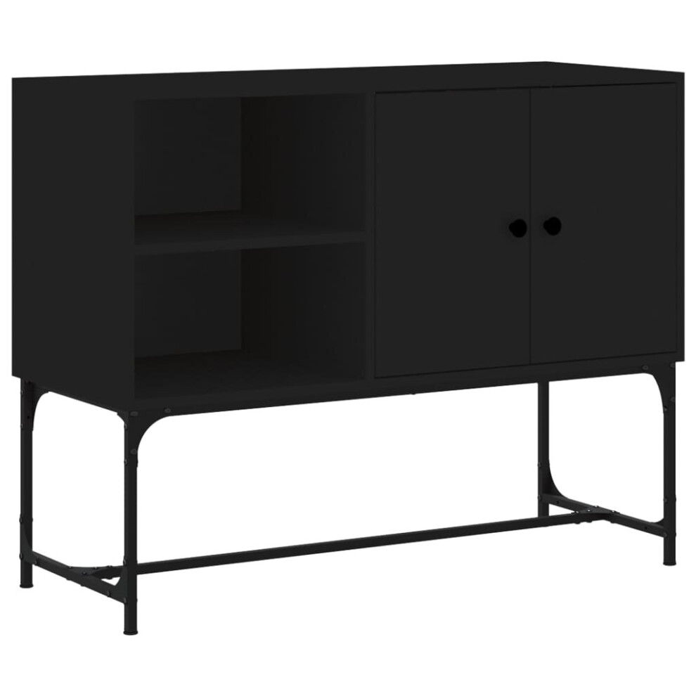 (black) vidaXL Sideboard Storage Cabinet Cupboard Side Cabinet Black Engineered Wood