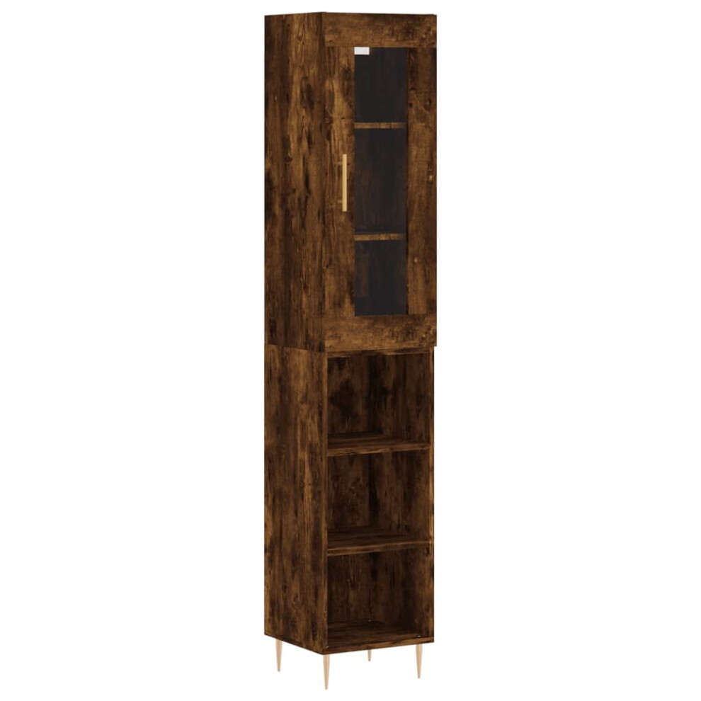 Vidaxl (Smoked Oak, 3 Shelves) Highboard Sideboard Cupboard Storage Cabinet Smoked Oak Engineered Wood