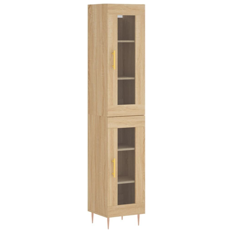 Vidaxl (Sonoma Oak, 1 Glass Door) Highboard Sideboard Cupboard Storage Cabinet Smoked Oak Engineered Wood