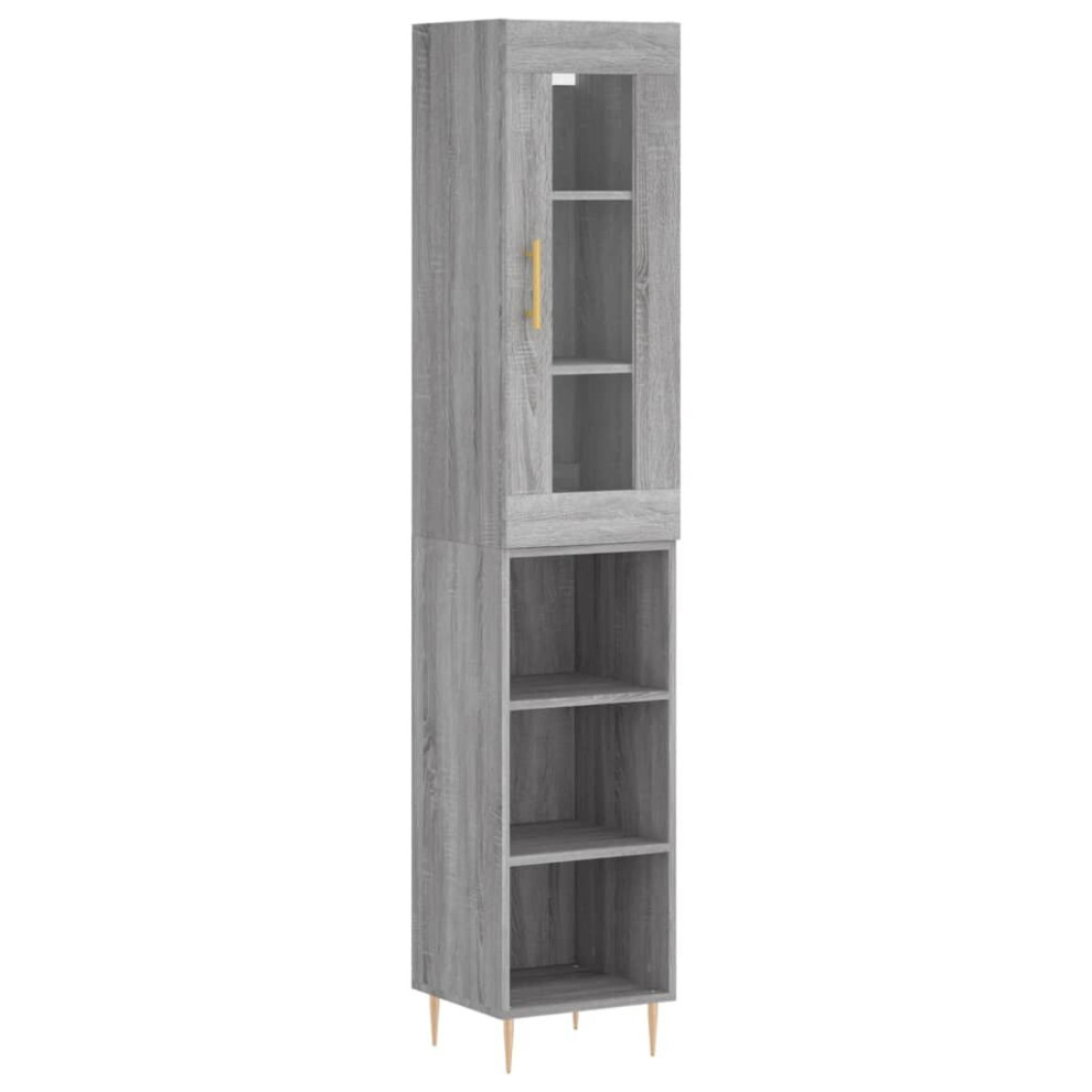 Vidaxl ( Sonoma, 3 Shelves) Highboard Sideboard Cupboard Storage Cabinet Smoked Oak Engineered Wood Grey