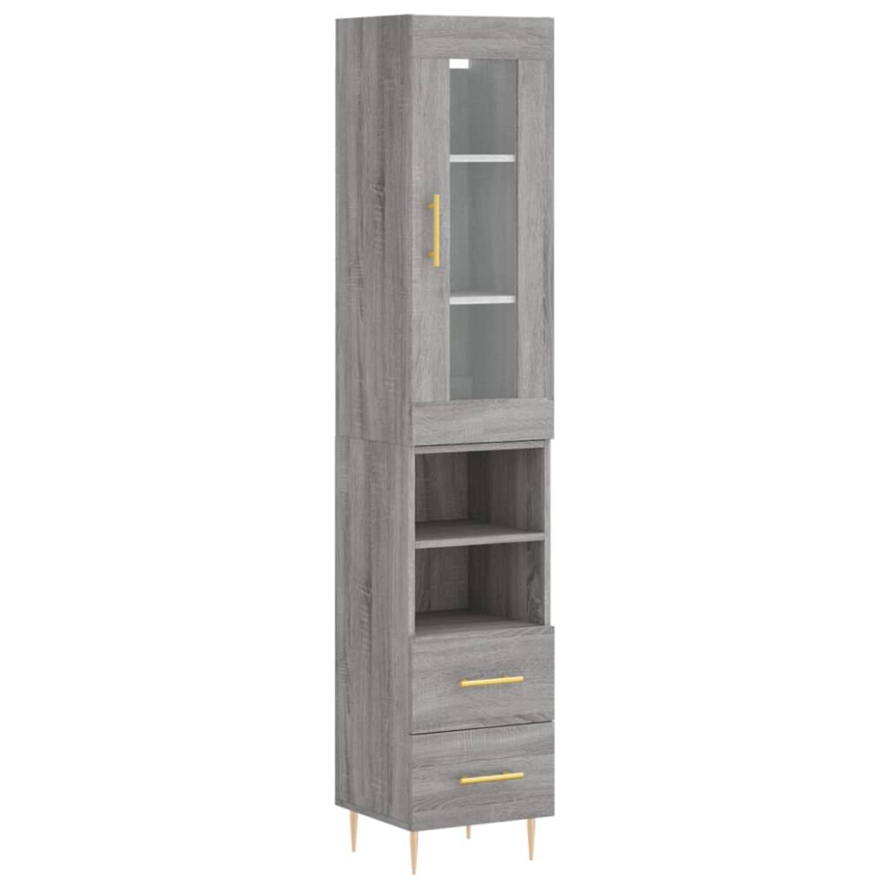 (grey sonoma, 2 drawers 2 shelves) vidaXL Highboard Sideboard Cupboard Storage Cabinet Smoked Oak Engineered Wood