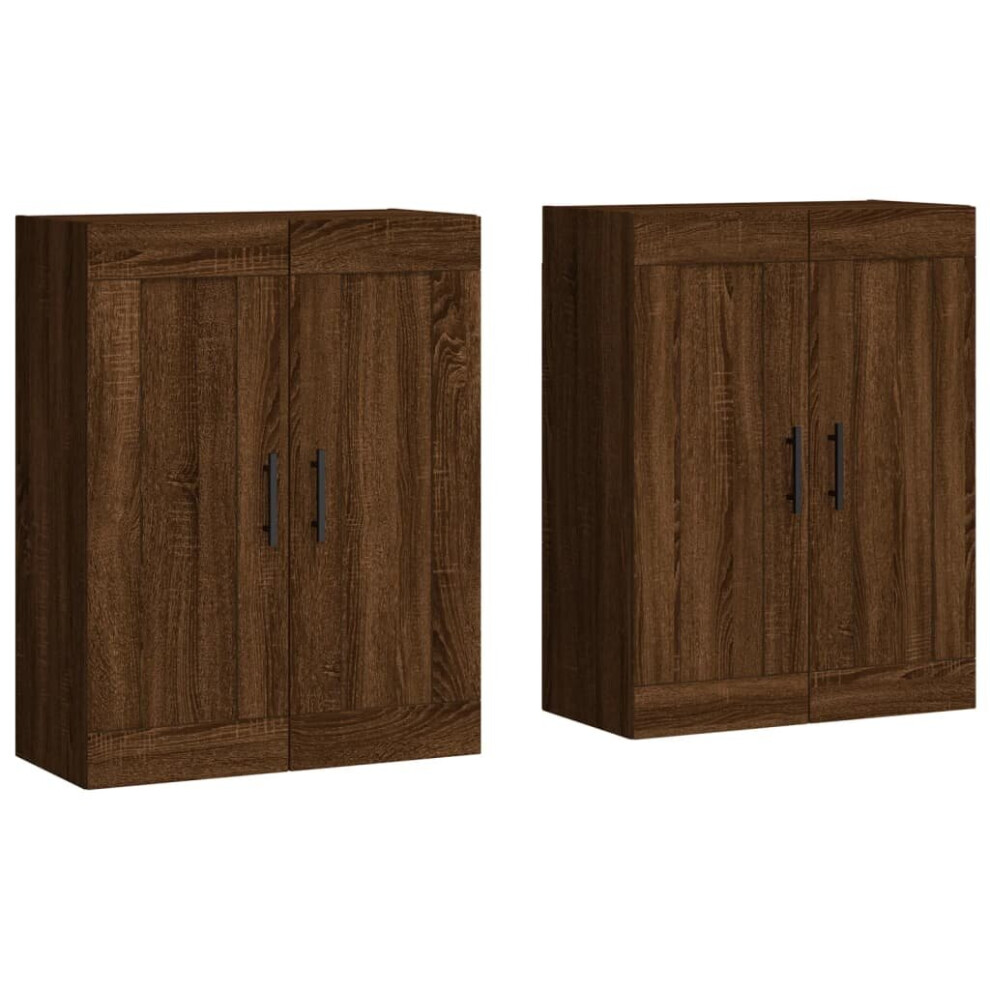 vidaXL Wall Mounted Cabinets Side Cabinet 2 pcs Brown Oak Engineered Wood