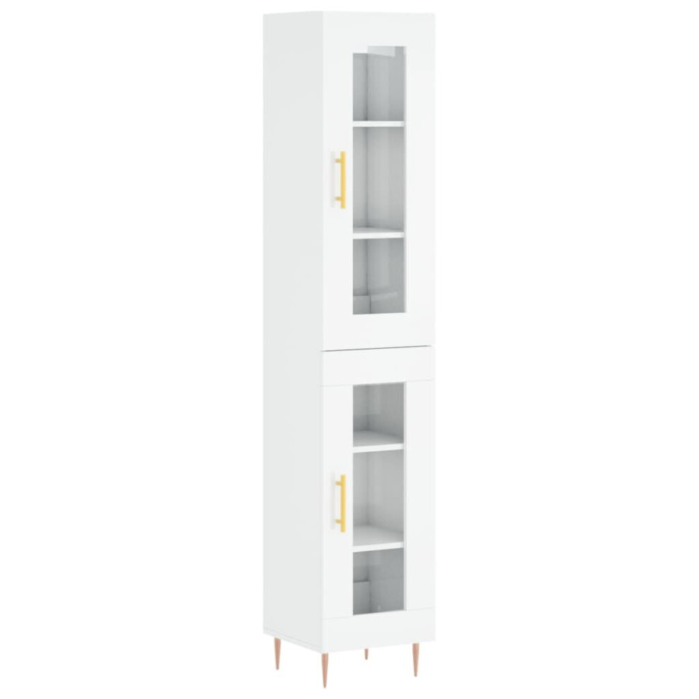 (high gloss white, 1 glass door) vidaXL Highboard Sideboard Cupboard Storage Cabinet Smoked Oak Engineered Wood