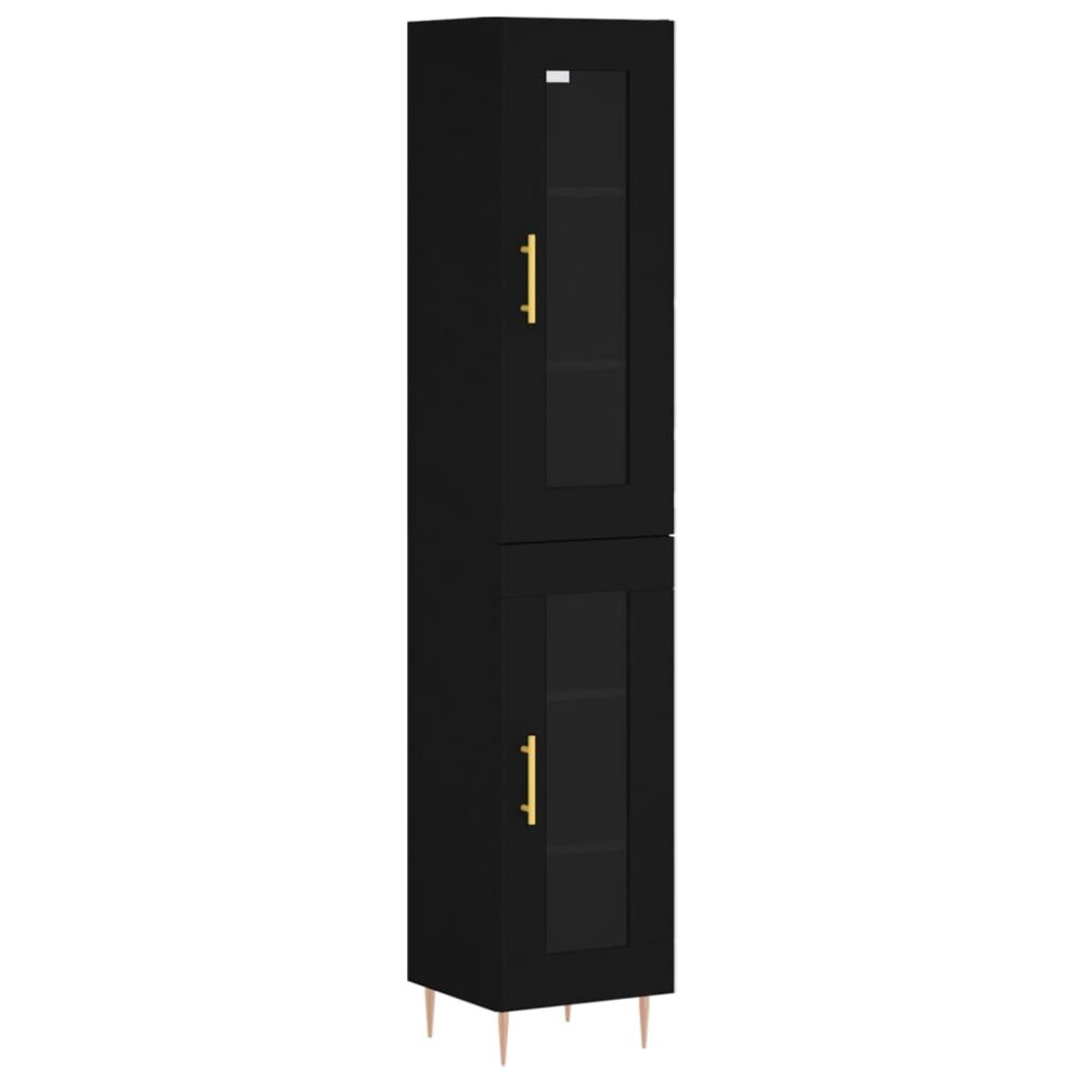 (black, 1 glass door) vidaXL Highboard Sideboard Cupboard Storage Cabinet Smoked Oak Engineered Wood