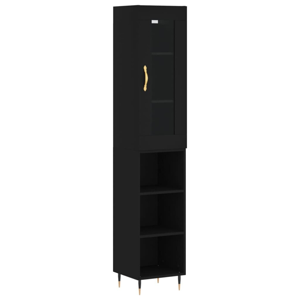 (black, 3 shelves) vidaXL Highboard Sideboard Tall Storage Cabinet Side Cabinet Engineered Wood