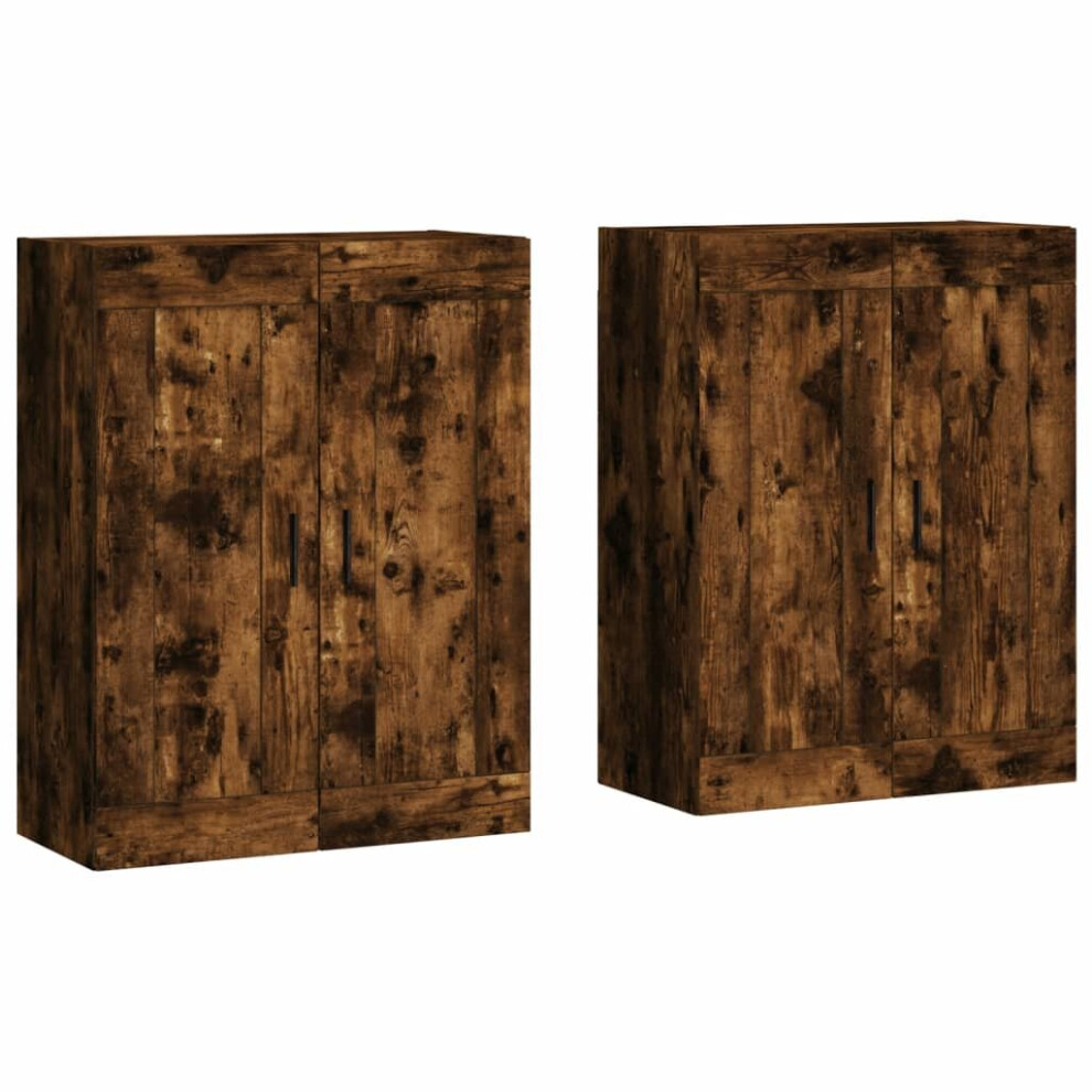 vidaXL Wall Mounted Cabinets Storage Cabinet 2 pcs Smoked Oak Engineered Wood