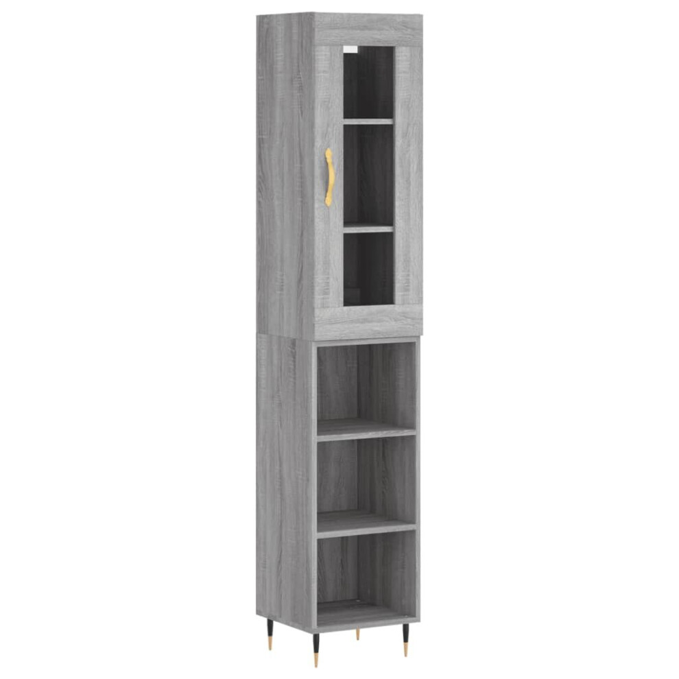 (grey sonoma, 3 shelves) vidaXL Highboard Sideboard Tall Storage Cabinet Side Cabinet Engineered Wood