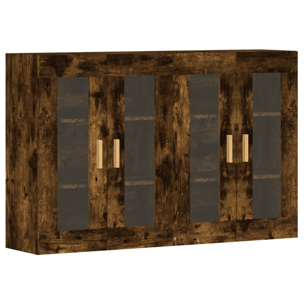 Vidaxl Wall Mounted Cabinets Side Cabinet 2 Pcs Smoked Oak Engineered Wood