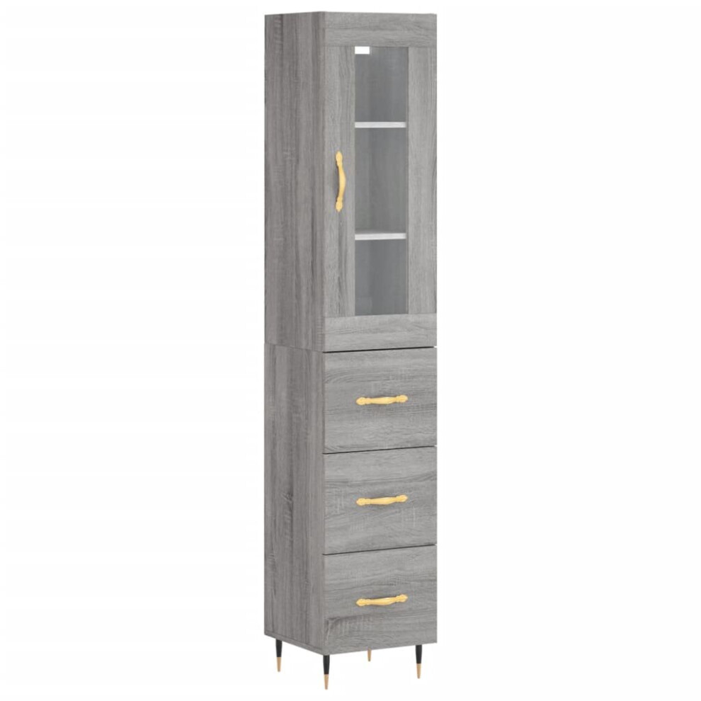 (grey sonoma, 3 drawers) vidaXL Highboard Sideboard Tall Storage Cabinet Side Cabinet Engineered Wood