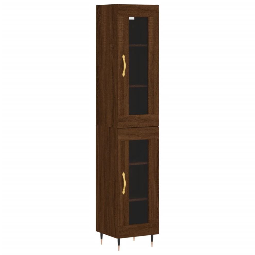 (brown oak, 1 glass door) vidaXL Highboard Sideboard Tall Storage Cabinet Side Cabinet Engineered Wood