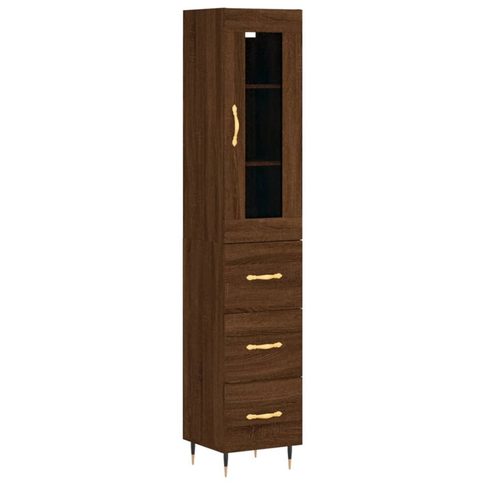 (brown oak, 3 drawers) vidaXL Highboard Sideboard Tall Storage Cabinet Side Cabinet Engineered Wood