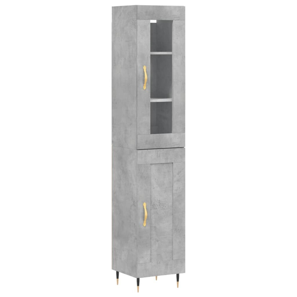 (concrete grey, 1 wood door) vidaXL Highboard Sideboard Tall Storage Cabinet Side Cabinet Engineered Wood