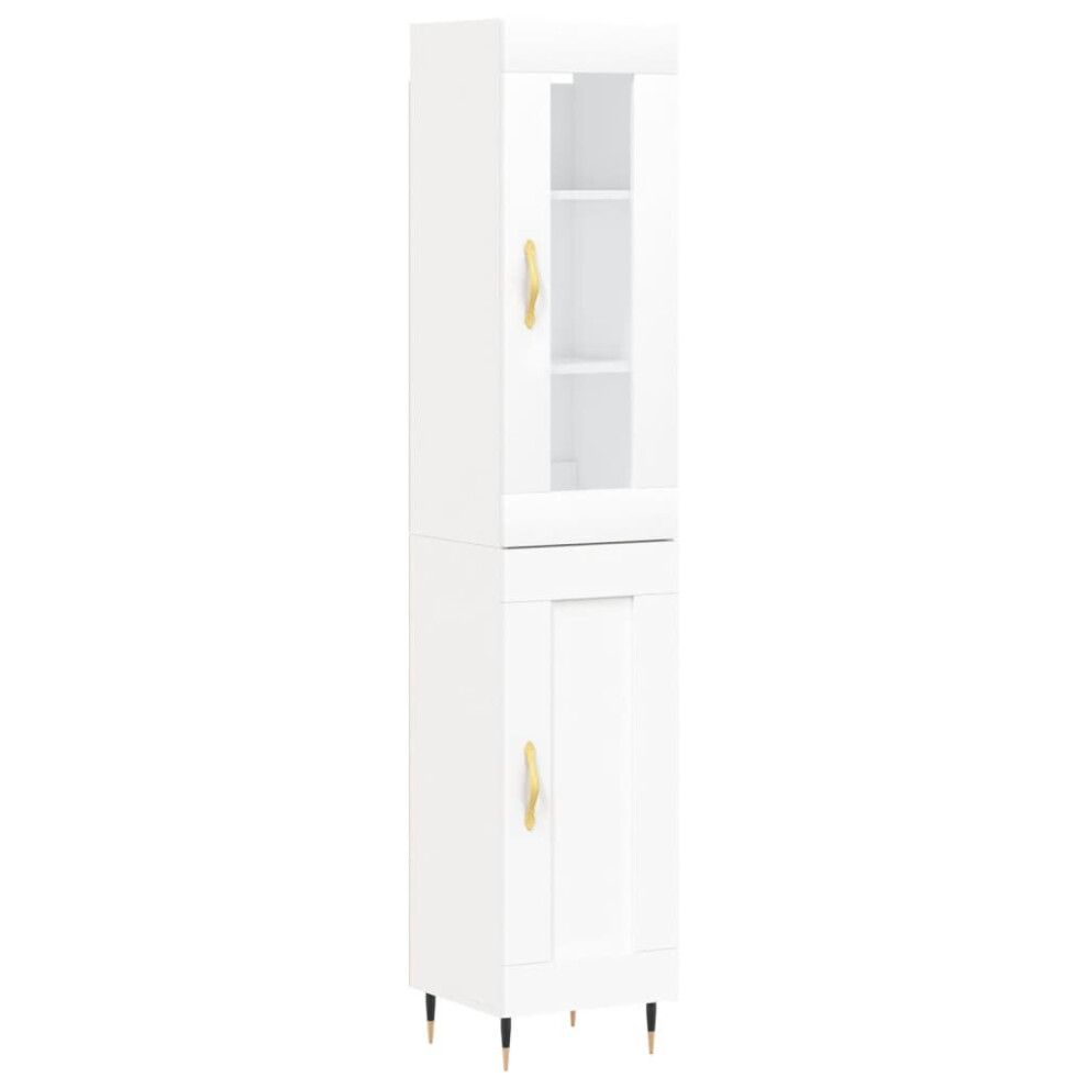 (white, 1 wood door) vidaXL Highboard Sideboard Tall Storage Cabinet Side Cabinet Engineered Wood