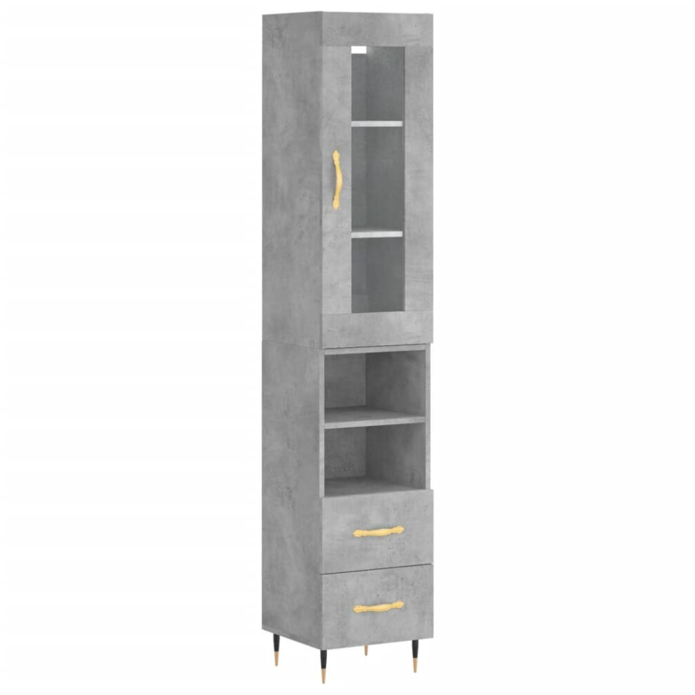 (concrete grey, 2 drawers 2 shelves) vidaXL Highboard Sideboard Tall Storage Cabinet Side Cabinet Engineered Wood