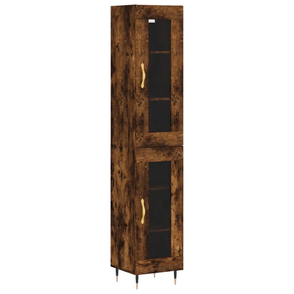 (smoked oak, 1 glass door) vidaXL Highboard Sideboard Tall Storage Cabinet Side Cabinet Engineered Wood