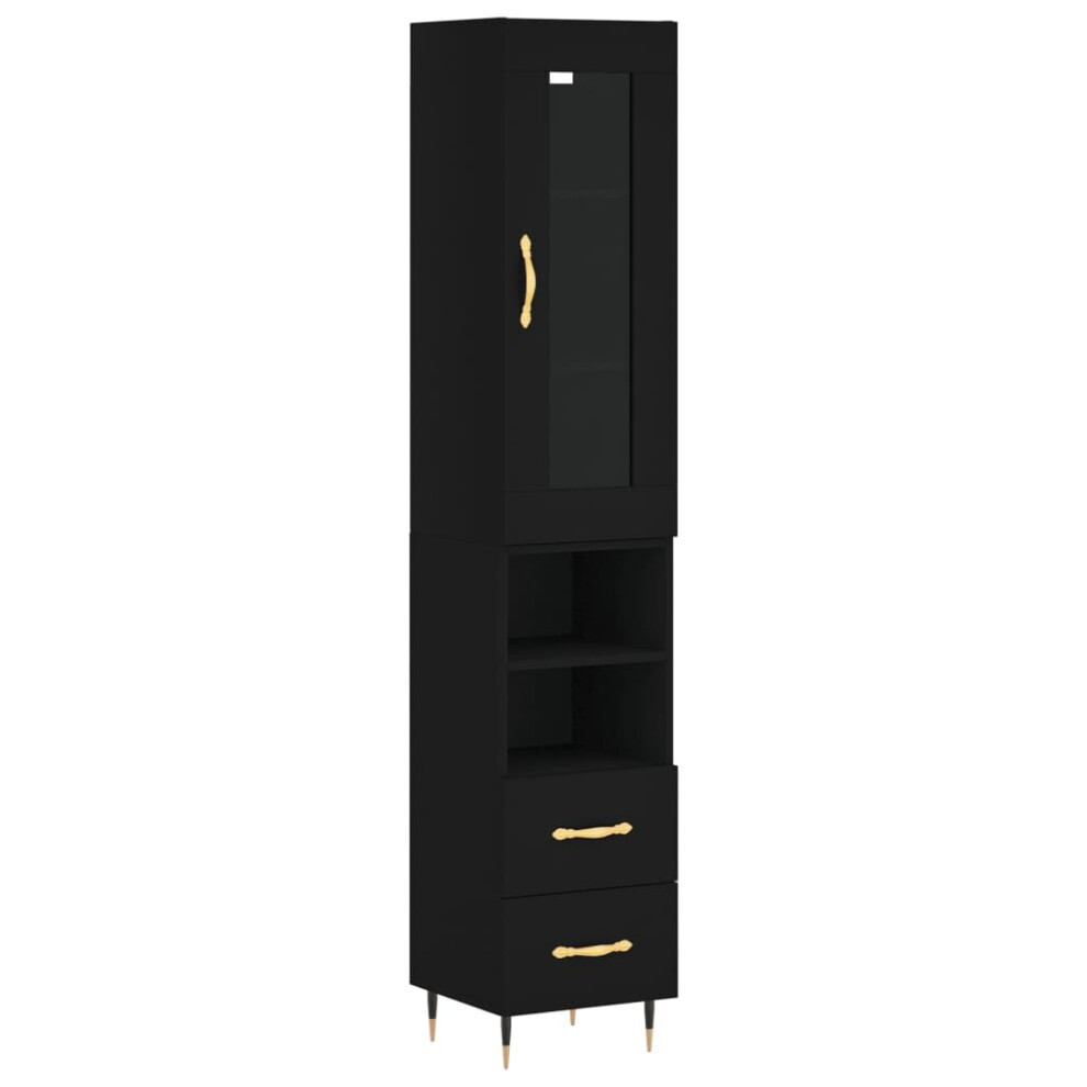 (black, 2 Drawers 2 shelves) vidaXL Highboard Sideboard Tall Storage Cabinet Side Cabinet Engineered Wood