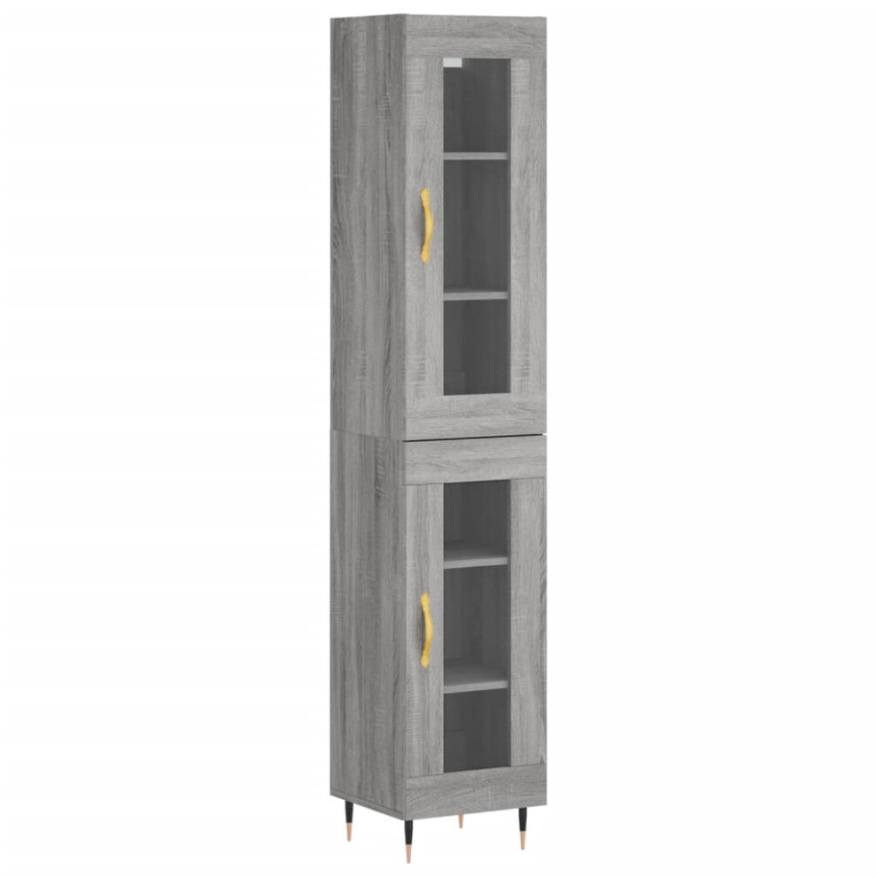 (grey sonoma, 1 glass door) vidaXL Highboard Sideboard Tall Storage Cabinet Side Cabinet Engineered Wood