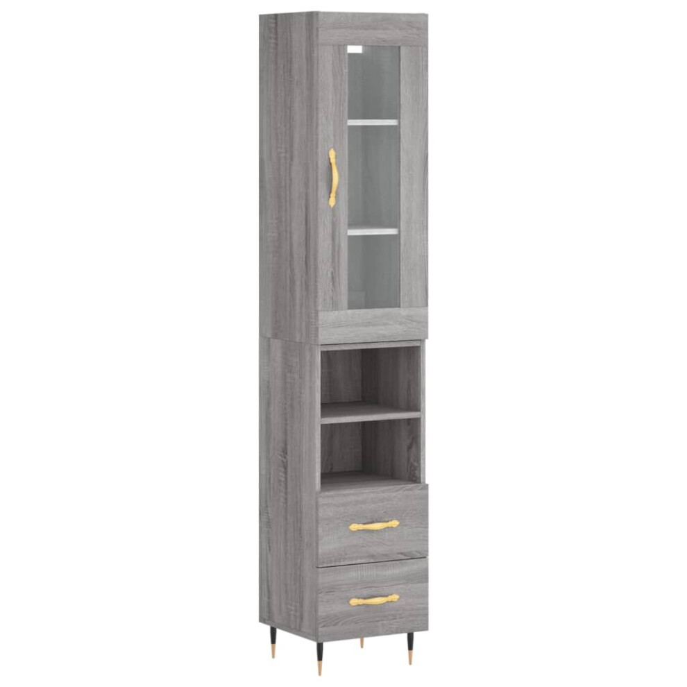 (grey sonoma, 2 drawers 2 shelves) vidaXL Highboard Sideboard Tall Storage Cabinet Side Cabinet Engineered Wood