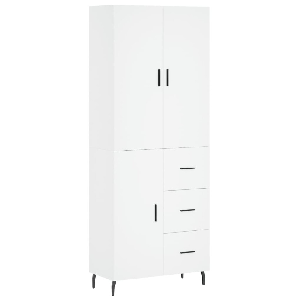 Vidaxl (White, 1 Door 3 Drawers) Highboard Sideboard Storage Cabinet Side Cabinet White Engineered Wood