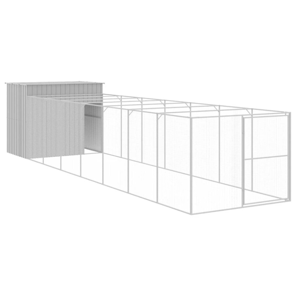 Vidaxl (Light Grey, 214 X 865 X 181 Cm) Dog House Dog Kennel With Run Dog Cage Light Grey Galvanised Steel