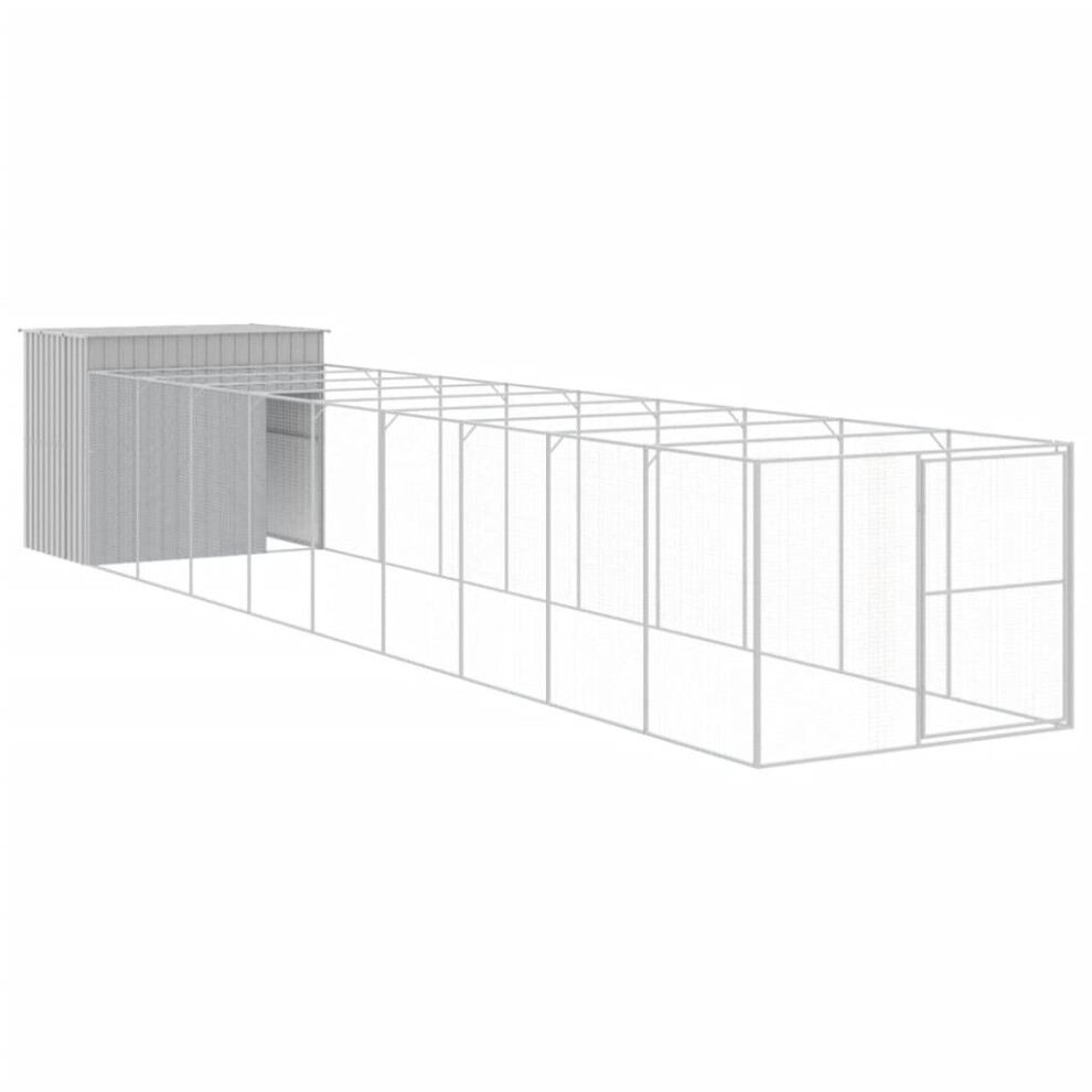 Vidaxl (Light Grey, 214 X 1069 X 181 Cm) Dog House Dog Kennel With Run Dog Cage Light Grey Galvanised Steel