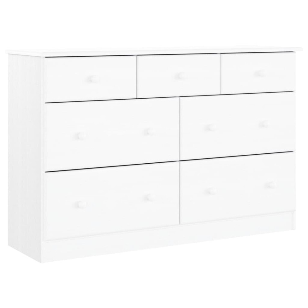 (white) vidaXL Chest of Drawers Wooden Storage Cabinet Sideboard ALTA Solid Wood Pine