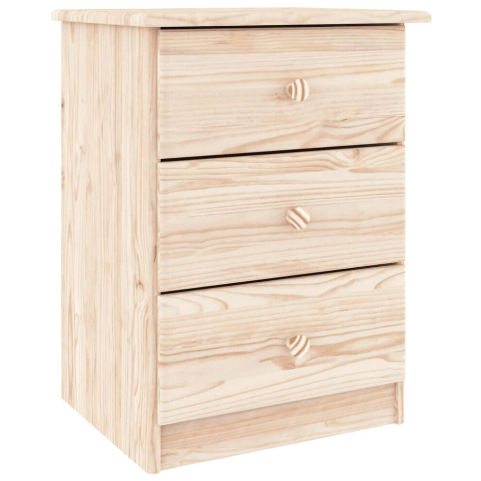 Vidaxl (Brown, 3 Drawer) Bedside Cabinet Wooden Nightstand Bedside Table Alta Solid Wood Pine