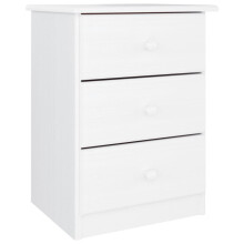(white, 3 Drawer) vidaXL Bedside Cabinet Wooden Nightstand Bedside Table ALTA Solid Wood Pine