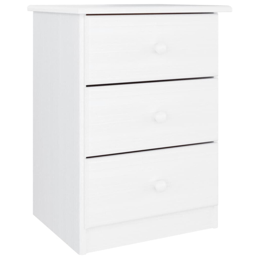 Vidaxl (White, 3 Drawer) Bedside Cabinet Wooden Nightstand Bedside Table Alta Solid Wood Pine