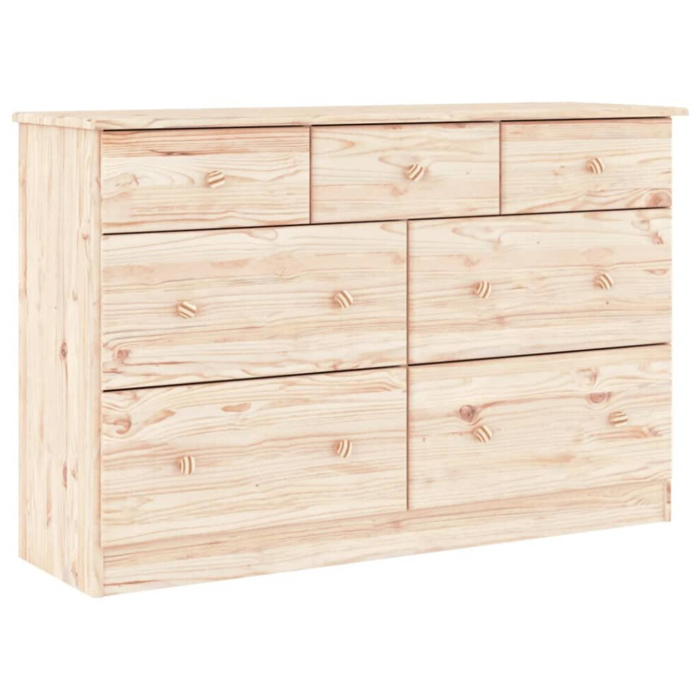Vidaxl (Brown) Chest Of Drawers Wooden Storage Cabinet Sideboard Alta Solid Wood Pine