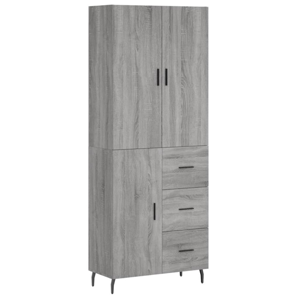 Vidaxl (Grey Sonoma, 1 Door 3 Drawers) Highboard Sideboard Storage Cabinet Side Cabinet White Engineered Wood