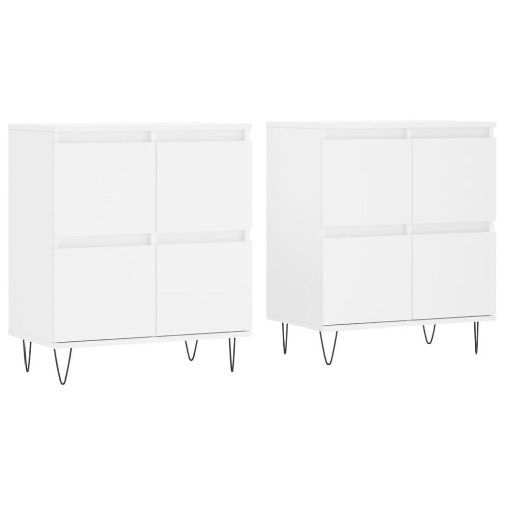 (white, 2 pcs) vidaXL Sideboard Storage Cupboard Side Cabinets 2 pcs White Engineered Wood