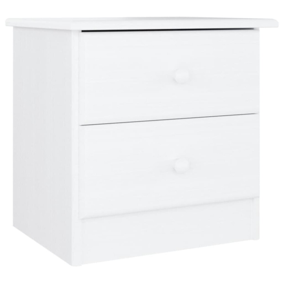 Vidaxl (White, 2 Drawer) Bedside Cabinet Wooden Nightstand Bedside Table Alta Solid Wood Pine