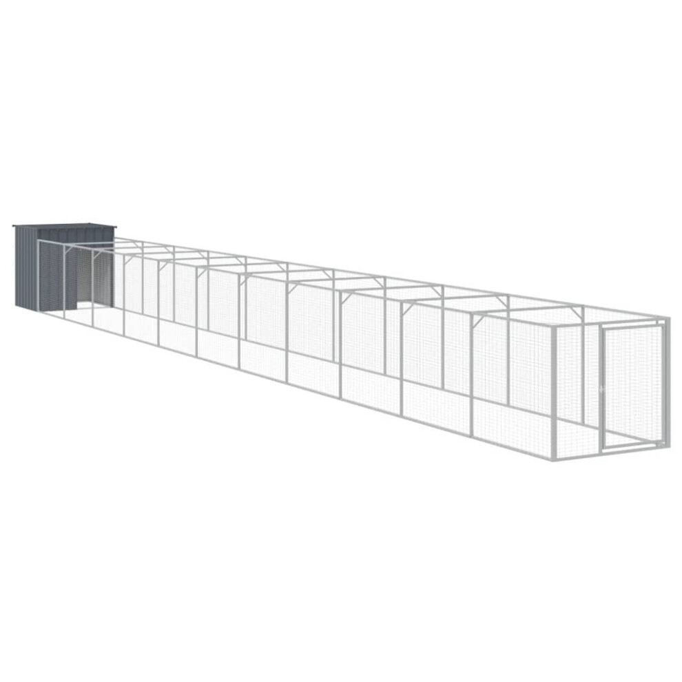 Vidaxl (Anthracite, 110 X 1221 X 110 Cm) Dog House Dog Kennel With Run Dog Cage Anthracite Galvanised Steel