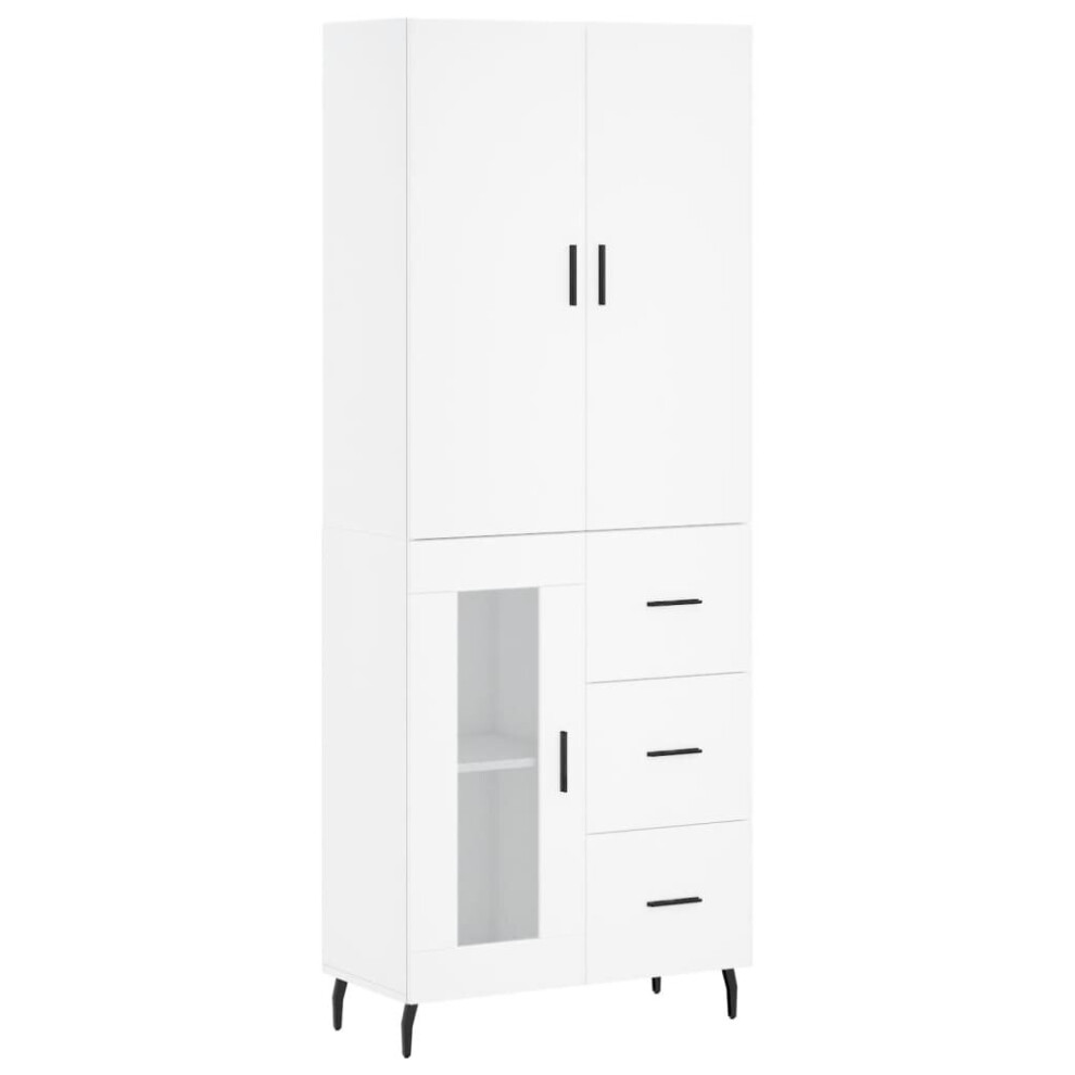 (white, 1 glass door 3 drawers) vidaXL Highboard Sideboard Storage Cabinet Side Cabinet White Engineered Wood