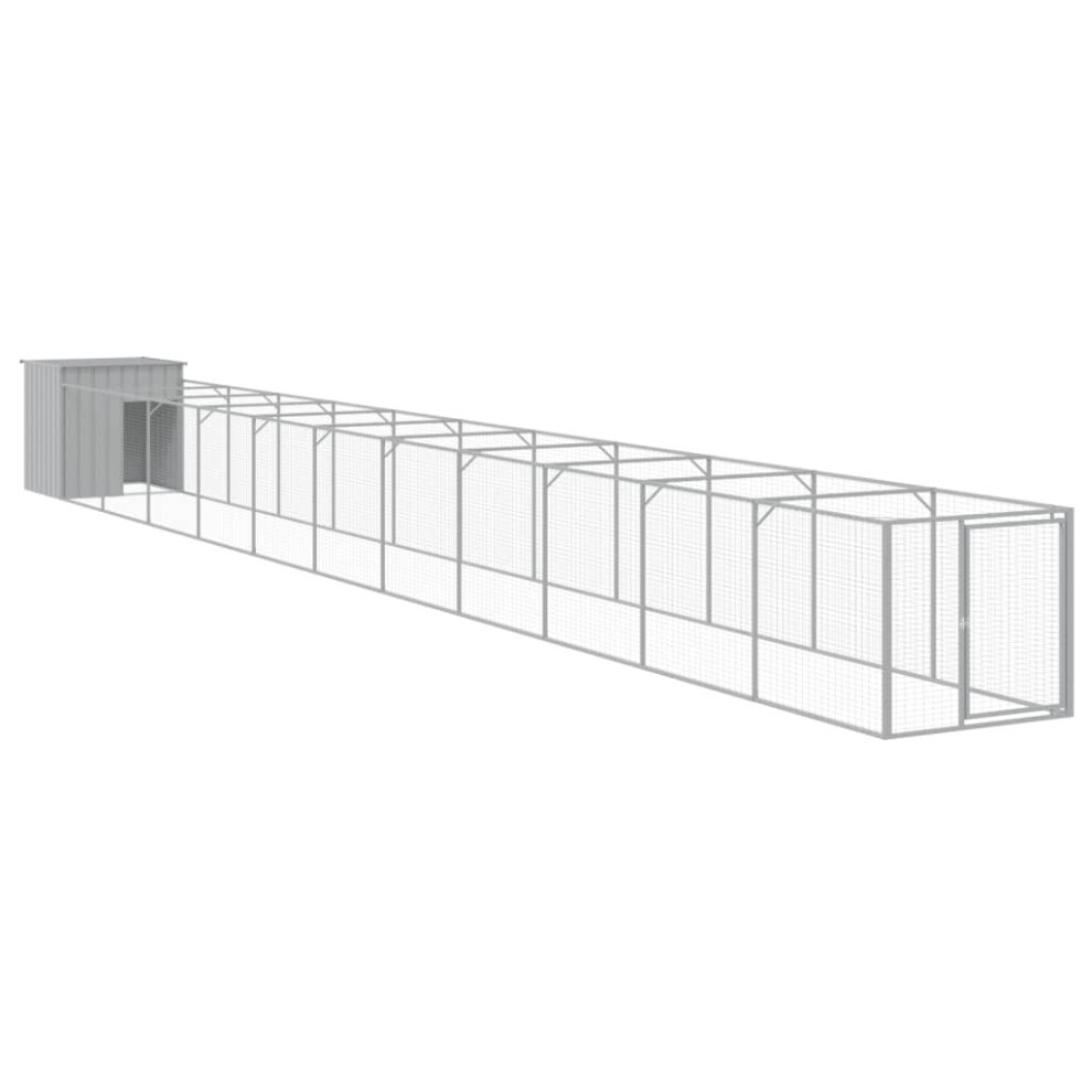 Vidaxl (Light Grey, 110 X 1221 X 110 Cm) Dog House Dog Kennel With Run Dog Cage Anthracite Galvanised Steel