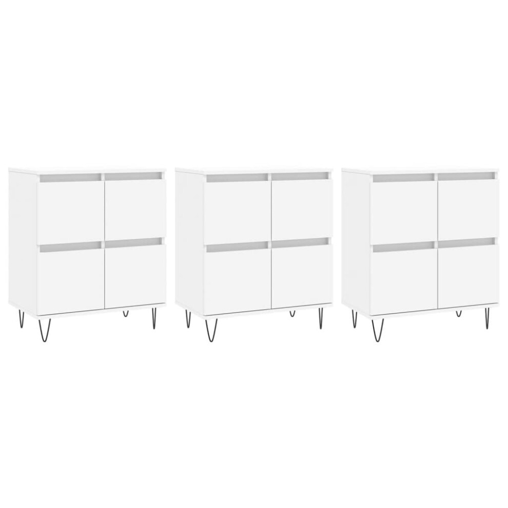 (white, 3 pcs) vidaXL Sideboard Storage Cupboard Side Cabinets 2 pcs White Engineered Wood