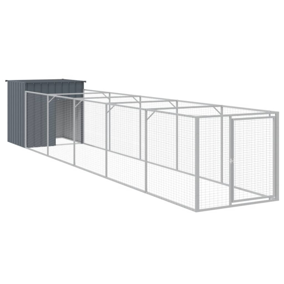 Vidaxl (Anthracite, 110 X 609 X 110 Cm) Dog House Dog Kennel With Run Dog Cage Anthracite Galvanised Steel