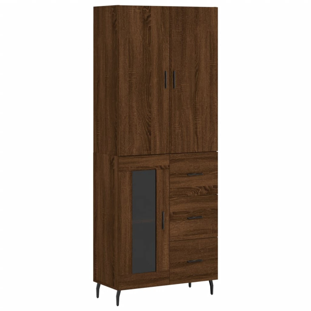 (brown oak, 1 glass door 3 drawers) vidaXL Highboard Sideboard Storage Cabinet Side Cabinet White Engineered Wood