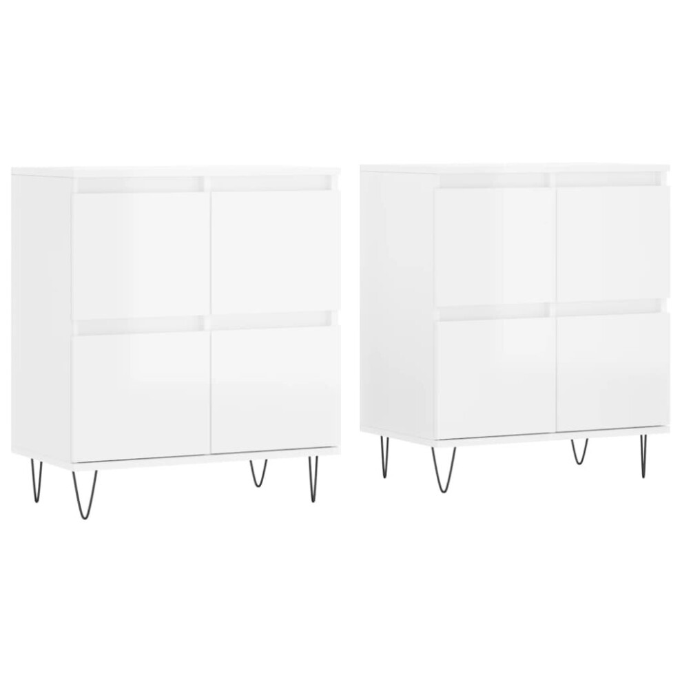 (high gloss white, 2 pcs) vidaXL Sideboard Storage Cupboard Side Cabinets 2 pcs White Engineered Wood