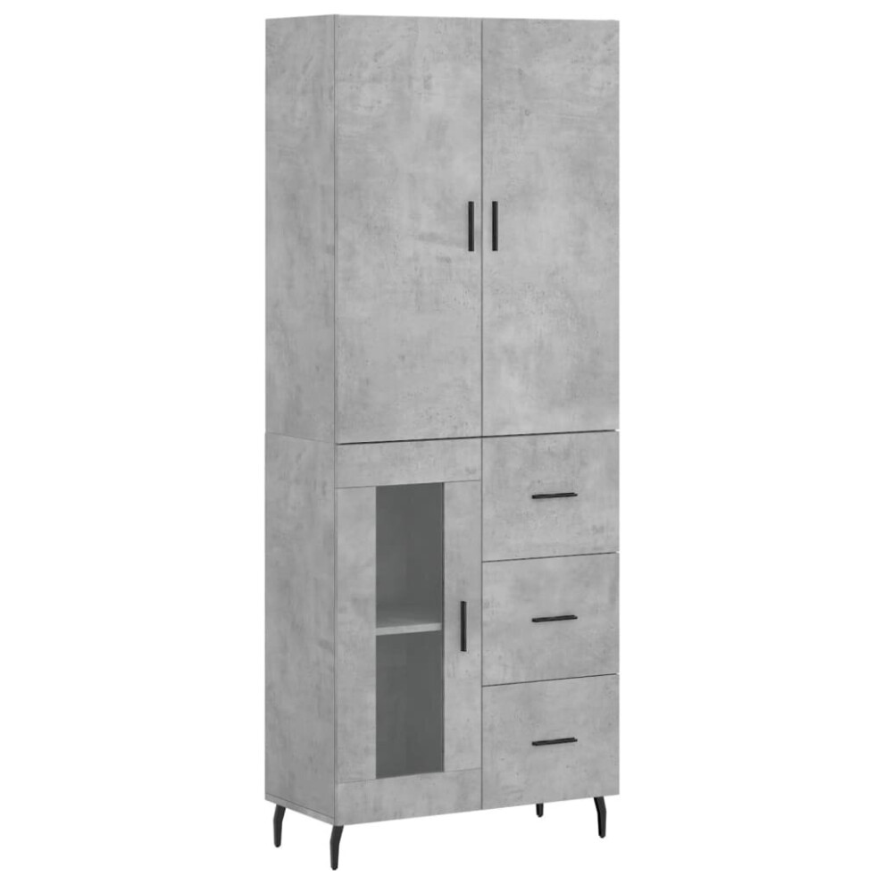 (concrete grey, 1 glass door 3 drawers) vidaXL Highboard Sideboard Storage Cabinet Side Cabinet White Engineered Wood