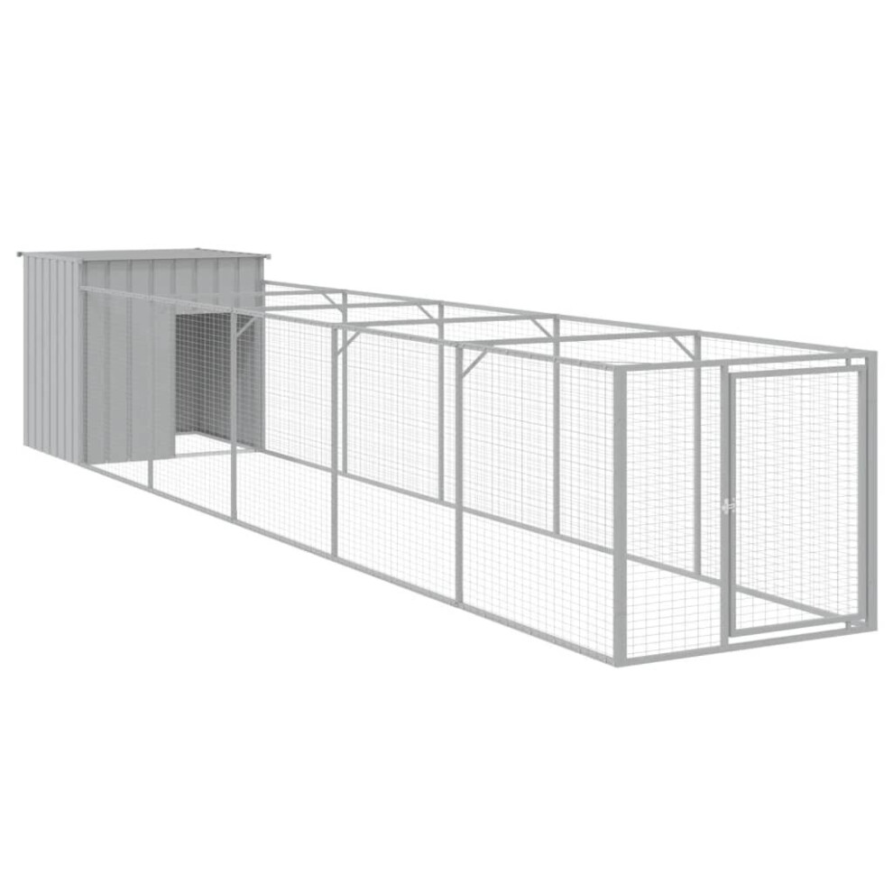Vidaxl (Light Grey, 110 X 609 X 110 Cm) Dog House Dog Kennel With Run Dog Cage Anthracite Galvanised Steel