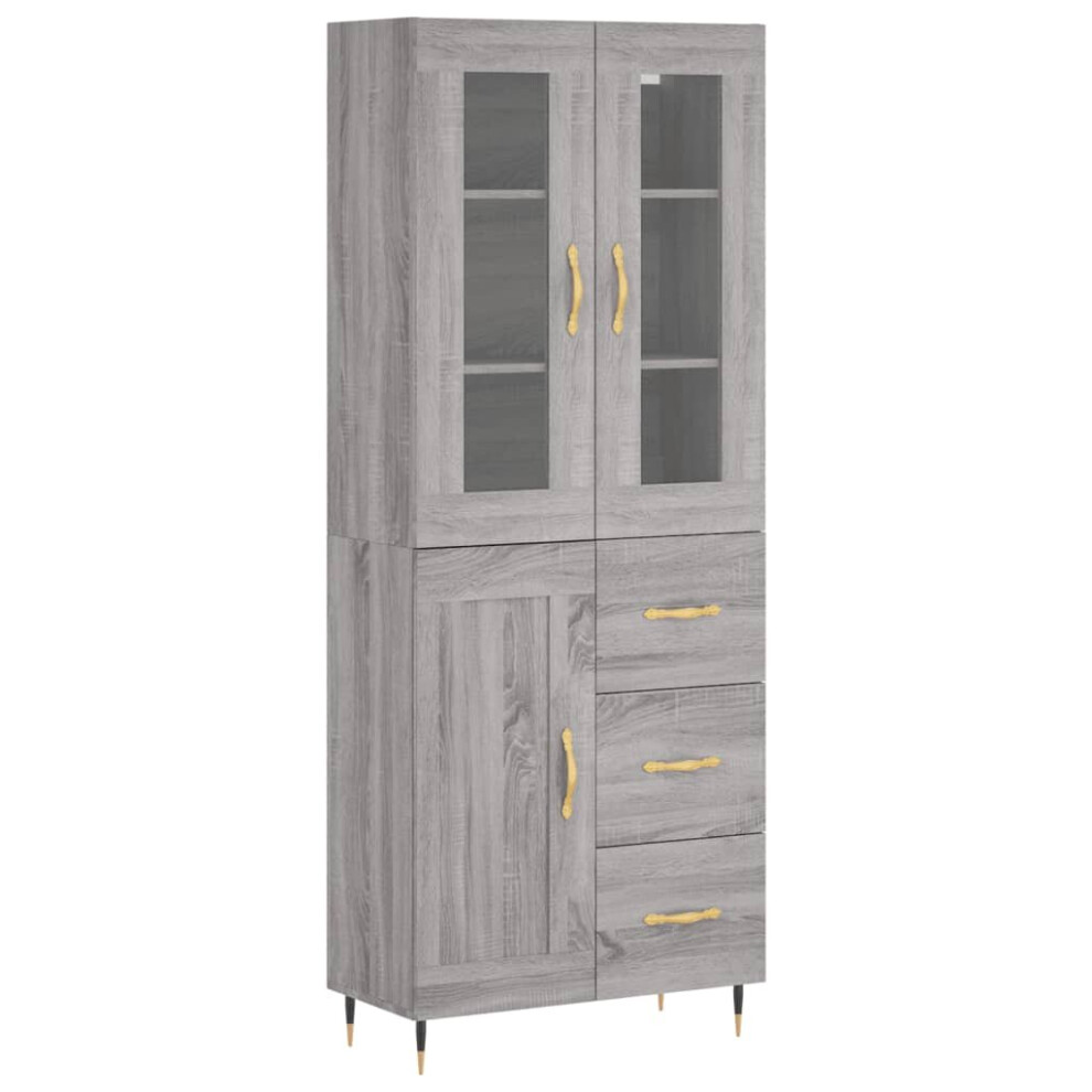 (grey sonoma, 1 wood door 3 drawers) vidaXL Highboard Sideboard Tall Storage Cabinet Side Cabinet Engineered Wood